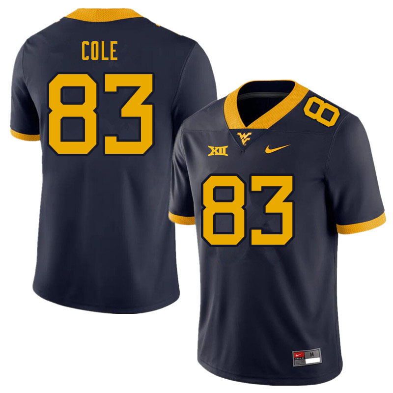 NCAA Men's CJ Cole West Virginia Mountaineers Navy #83 Nike Stitched Football College Authentic Jersey BM23M57SP